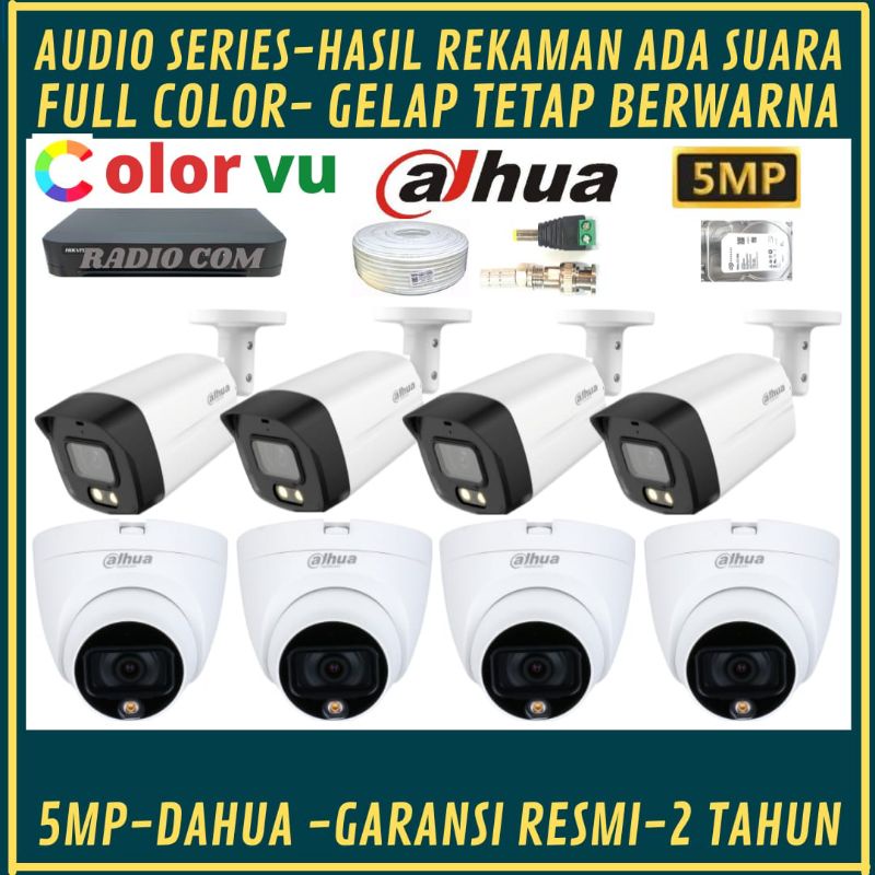 PAKET CCTV DAHUA 5MP FULL COLOR 8 CHANNEL 8 KAMERA AUDIO FULL COLOR