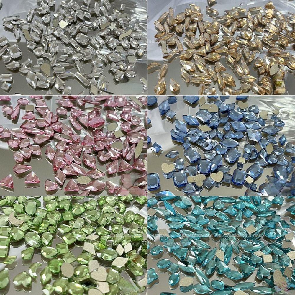 Perhiasan Kuku Agustina 50pcs Batu Kristal Belakang Datar DIY Bahan Diamond Rhinestone Dekorasi Kuku