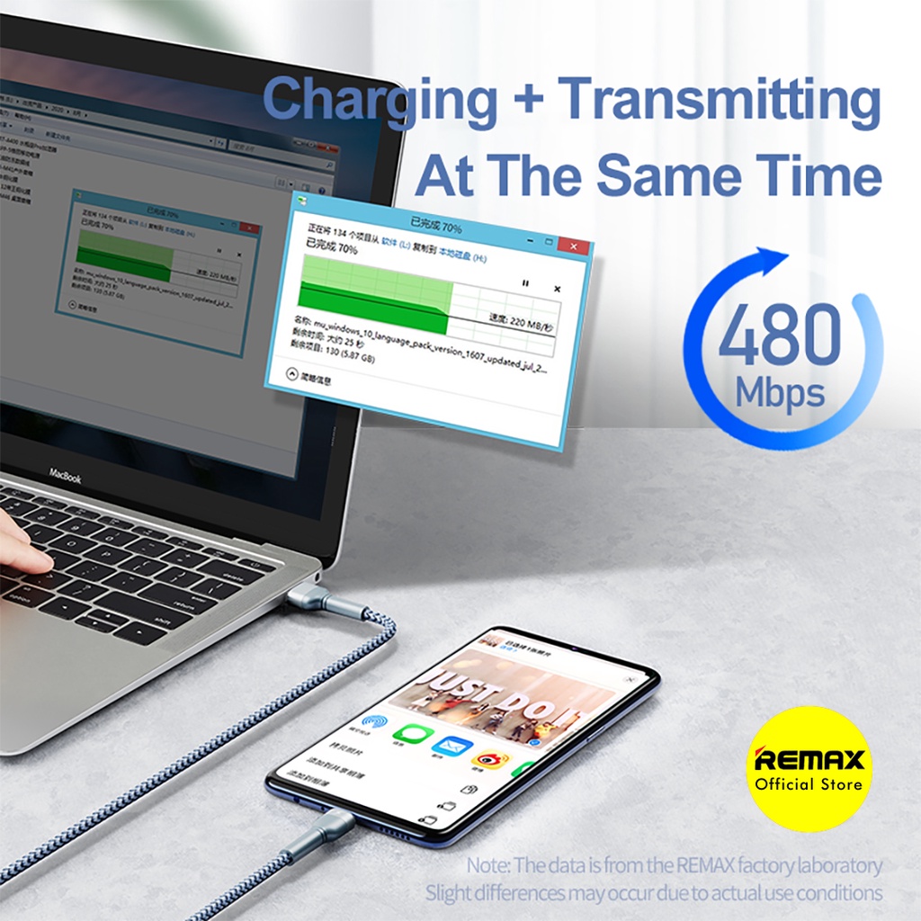 Remax Jany Kabel Data Type C 2.4A Fast Charging Cable RC-124A