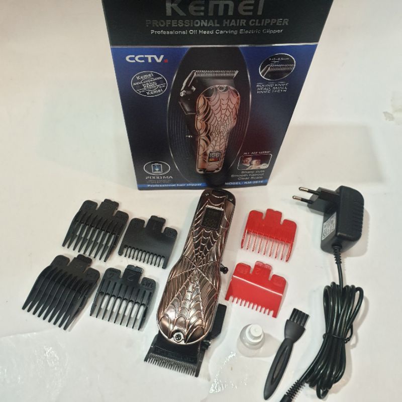 Alat Cukur Rambut Kemei Km2616 Hair Clipper Profesional Turbo Elektrik Mesin Cukuran LCD Digital Km 2616