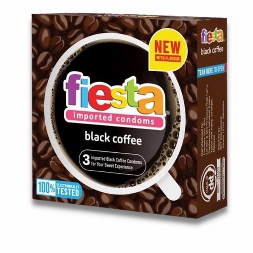 Kondom Fiesta Black Coffee 3 pcs Aroma Rasa Kopi Hitam Flavoured Condom