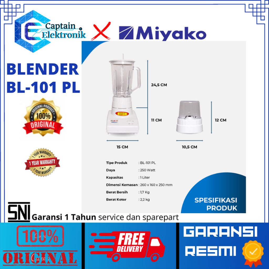 MIYAKO Blender Plastic 1 Liter 2in1 - BL 101 PL / BL-101PL / PL 101 BL / 101PL