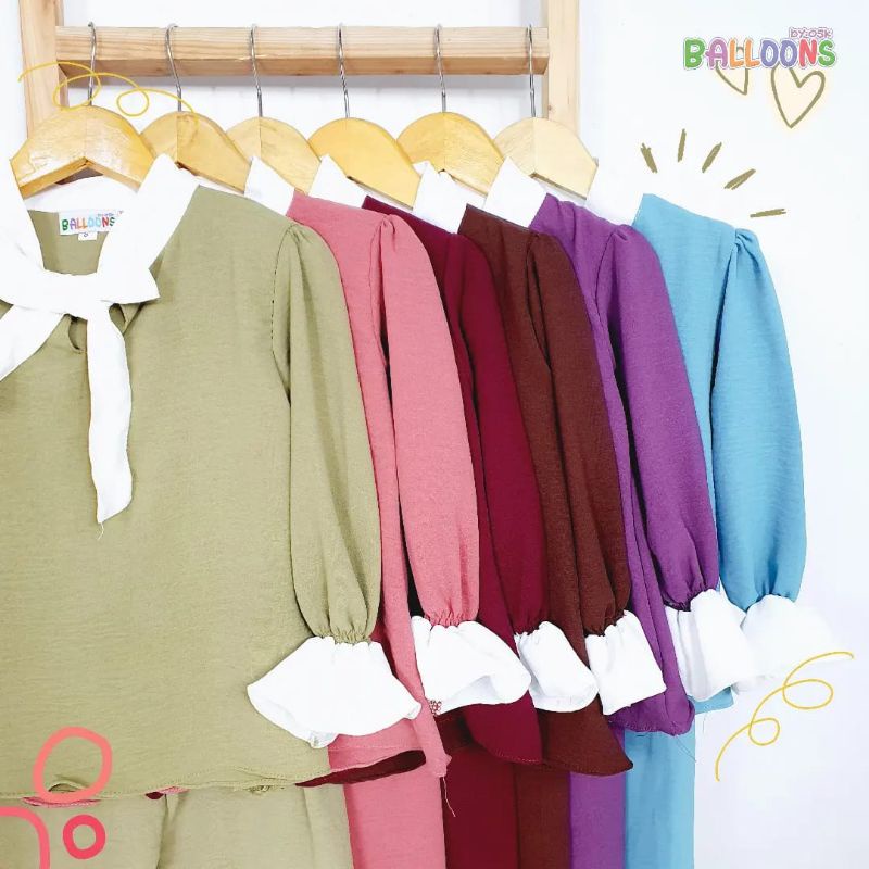 Kyura Set Crinkle / Setelan Crinkle Anak / Setelan Panjang Anak Cewek / Setelan Panjang Anak Crinkle