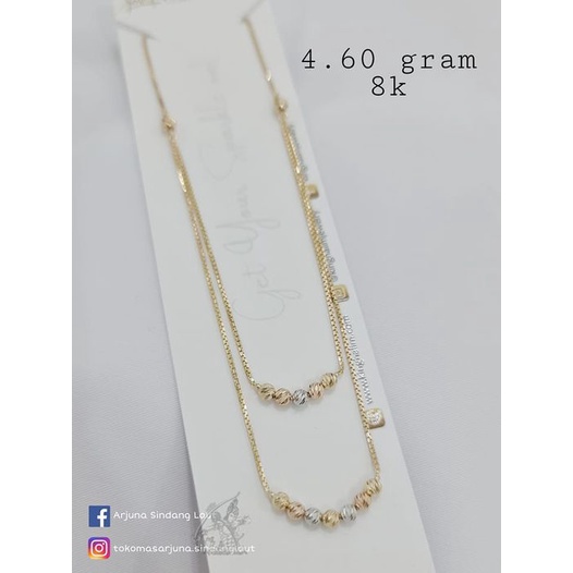 Kalung Emas Double Layer Bola Kombinasi Kadar 8K Emas Asli