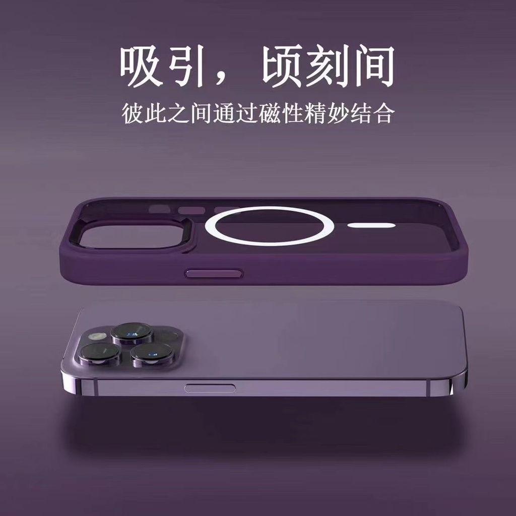 For iPhone 11 12 13 14 New Wireless Charging Case Magsafe Magnet 14 Pro Transparent Fall Protection Case 14 Pro MAX High End 14 Plus Metal Camera Protection