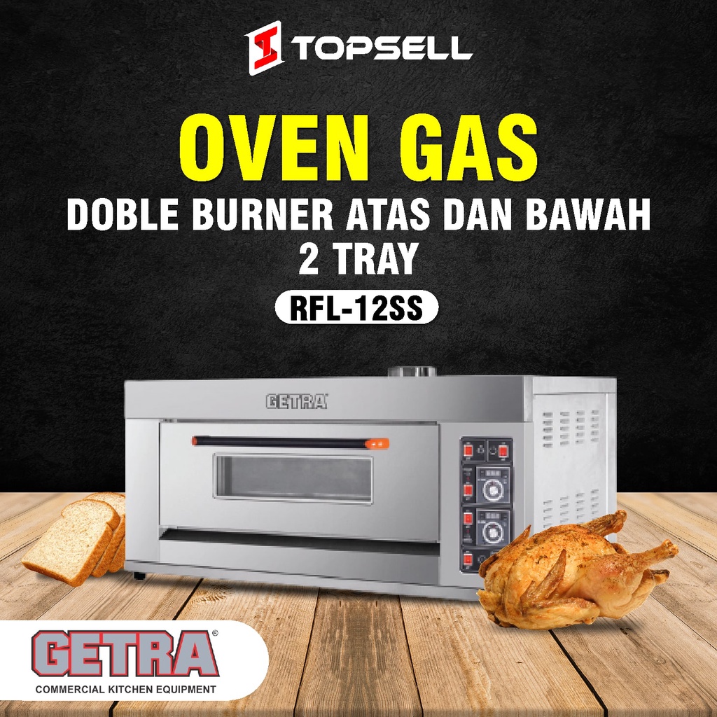Pemanggang Roti Doble Burner Oven Getra 1 Deck 2 Tray RFL-12SS Gratis Ongkir