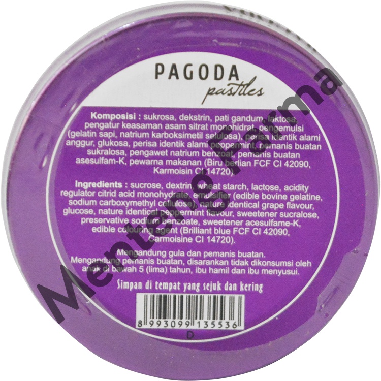 Pagoda Pastiles Rasa Anggur 20 Gram - Permen Pelega Tenggorokan