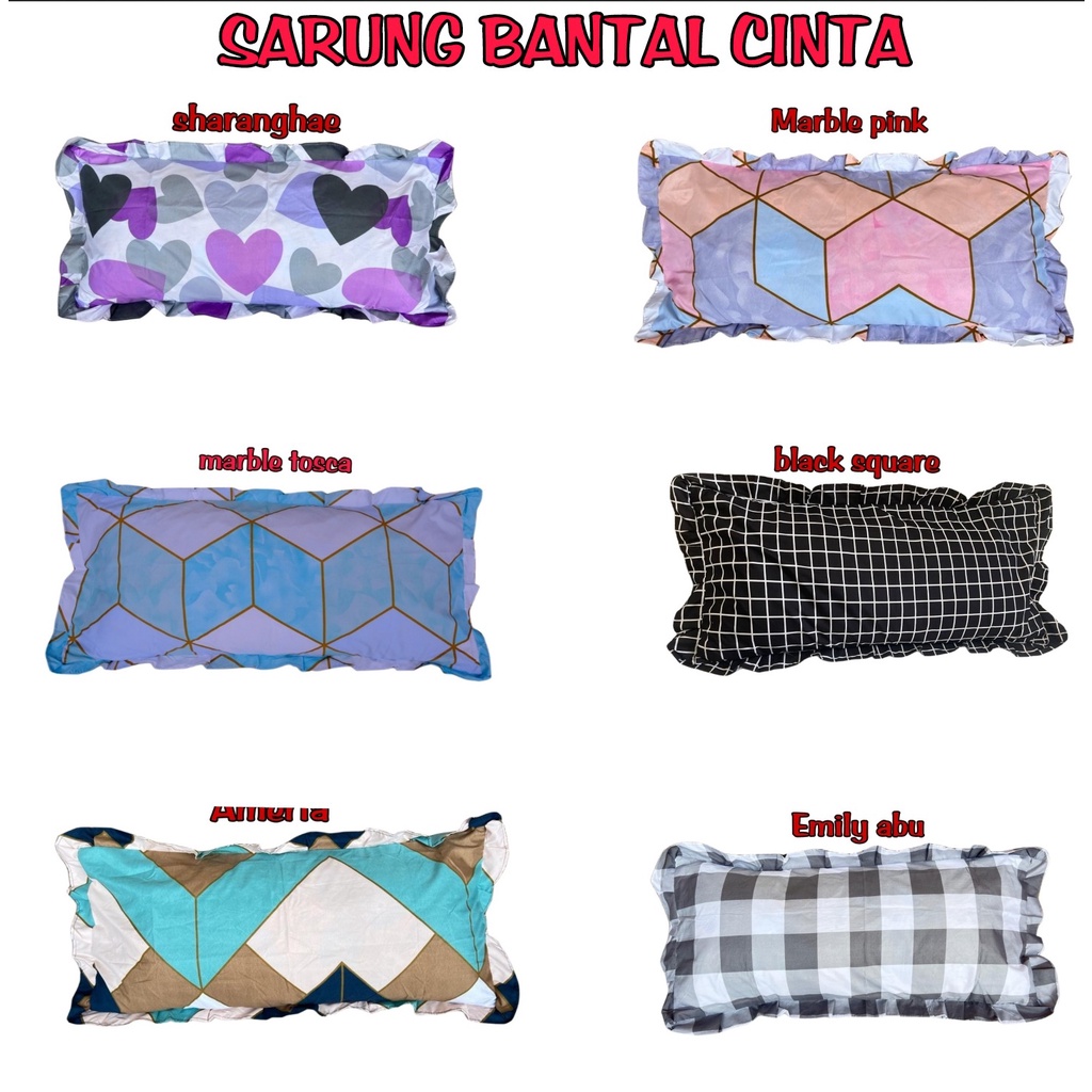 sarung bantal cinta motif aesthetic minimalis dan karakter uk 55x110 cm