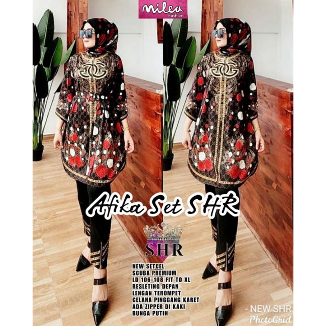 GHUI ~ Ori SHR | Afika Setelan Celana dan Tunik / Thara Vanda Fara Elizabeth Setcel Scuba Premium Fu