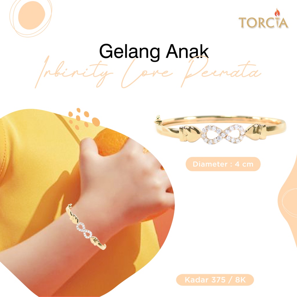 Gelang Bayi dan Anak Emas Asli Infinity Love Permata Kadar 375 Torcia