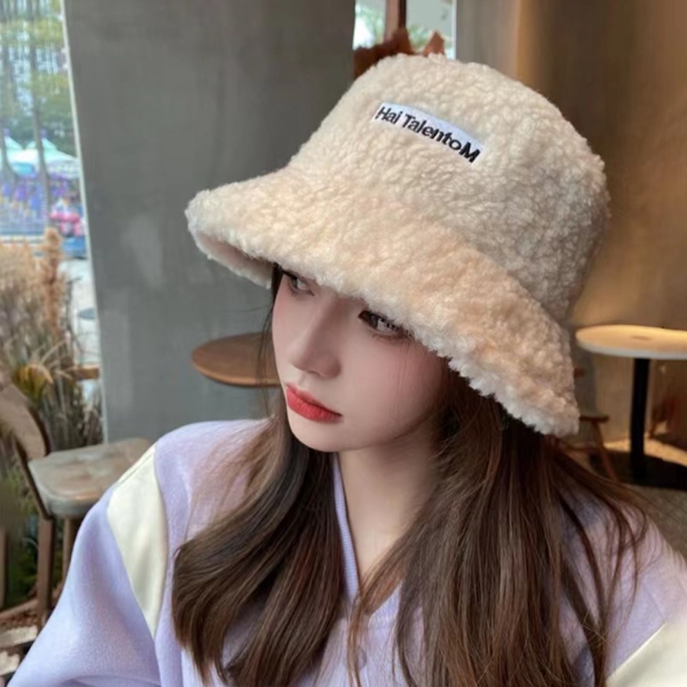 【COD Tangding】Topi Nelayan Bahan Bulu Domba Velvet Hangat Gaya Korea Untuk Wanita