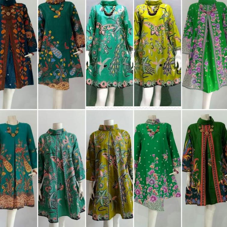 [Art. 5436V] TUNIK BATIK UNGGUL JAYA WARNA HIJAU TOSKA / ATASAN BATIK TUNIK WARNA HIJAU TOSKA