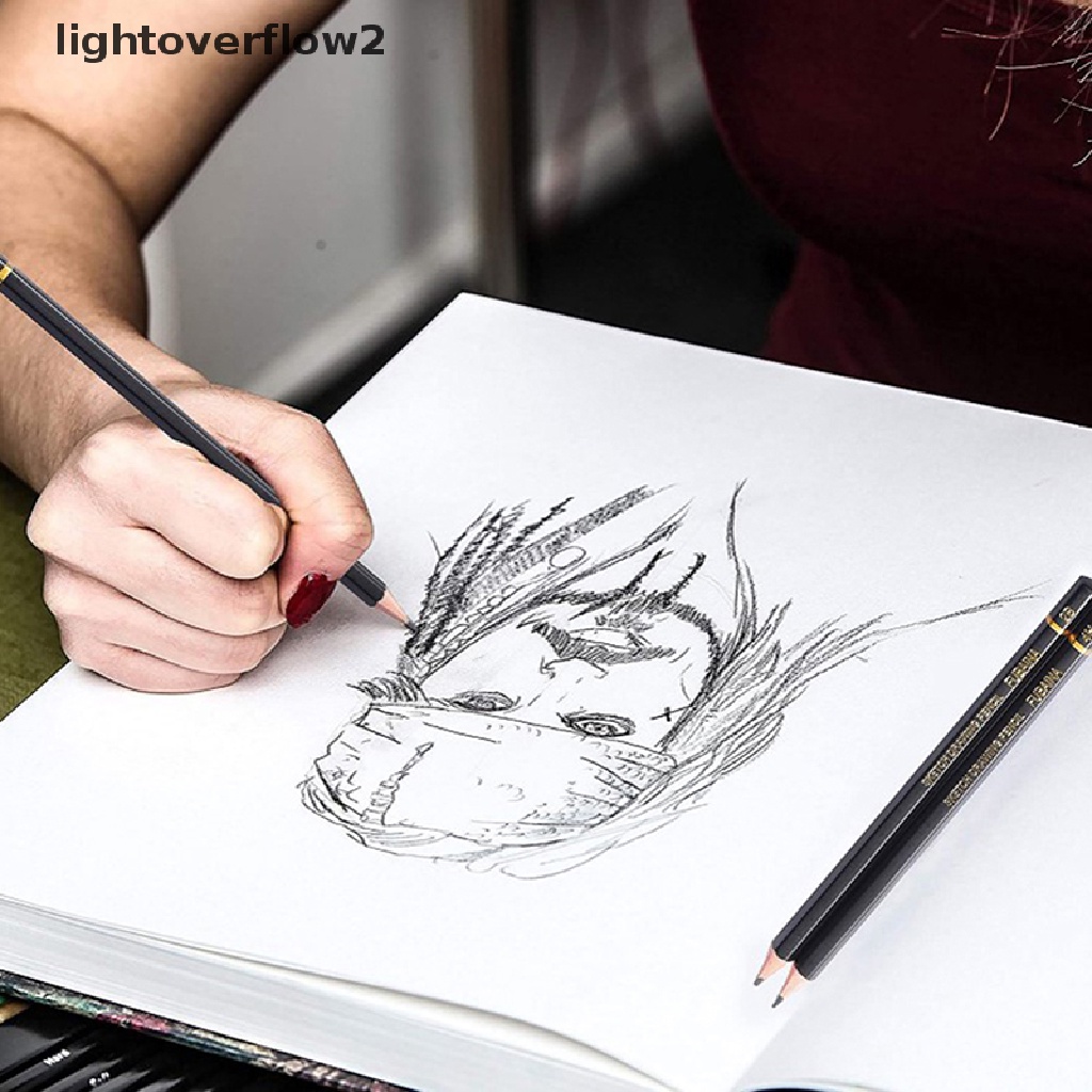 (lightoverflow2) 12pcs / Set Pensil Gambar / Sketsa Bahan Grafit (ID)