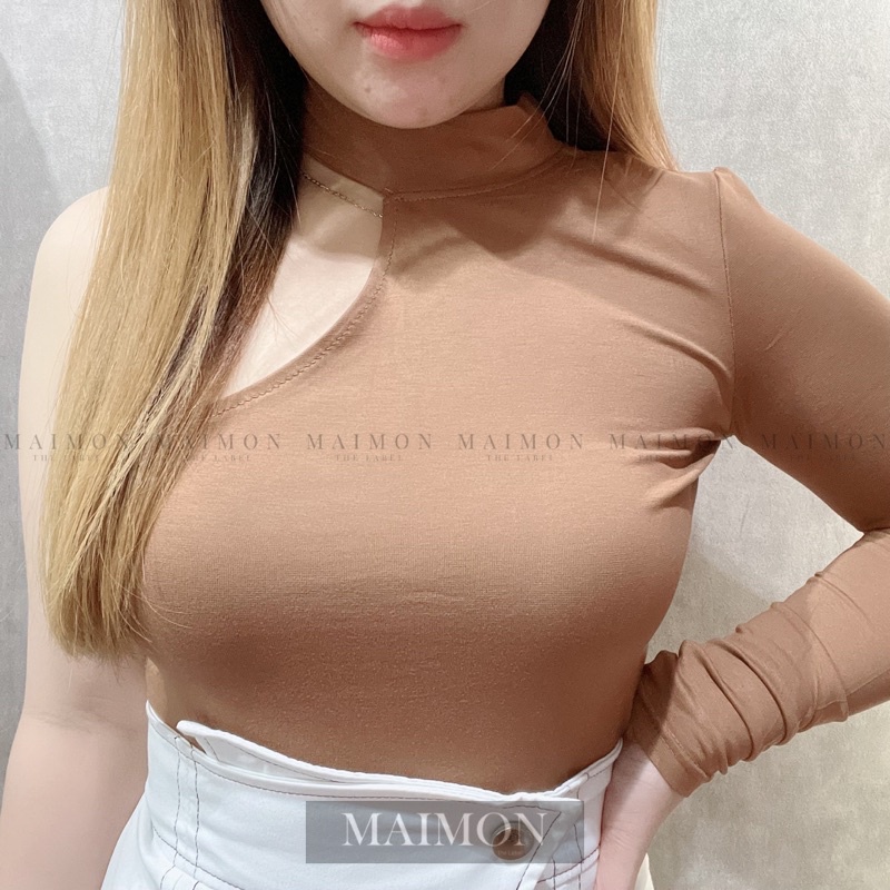 Bye Halter One Shoulder Long Sleeve Blouse | Atasan Wanita Korean Fashion | Maimon Grosir