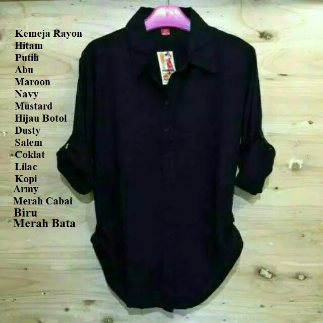 ARD Kemeja Hitam Wanita Polos Jumbo M L XL XXL XXXL  Katun Rayon Adem Lembut Putih Navy Hem Atasan P