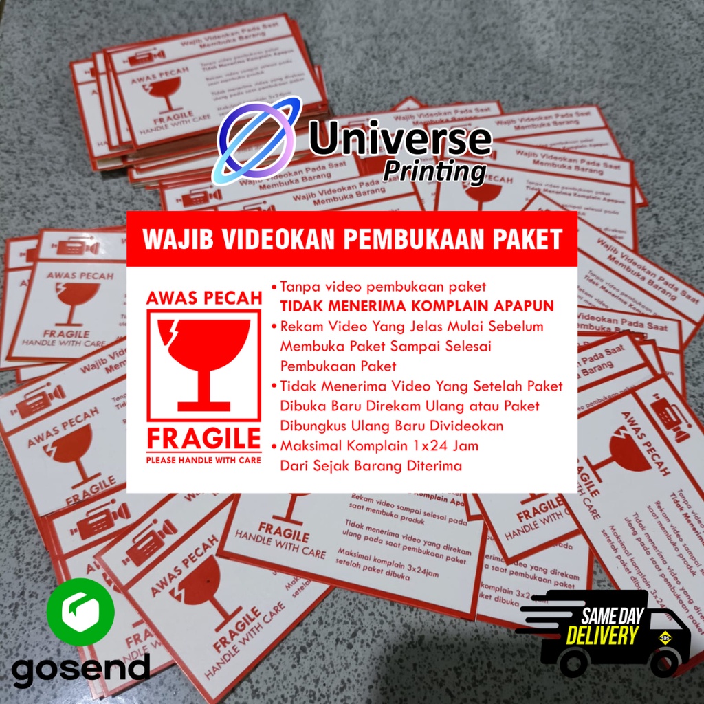 

Sticker Olshop Packing Kemasan UNBOXING FRAGILE