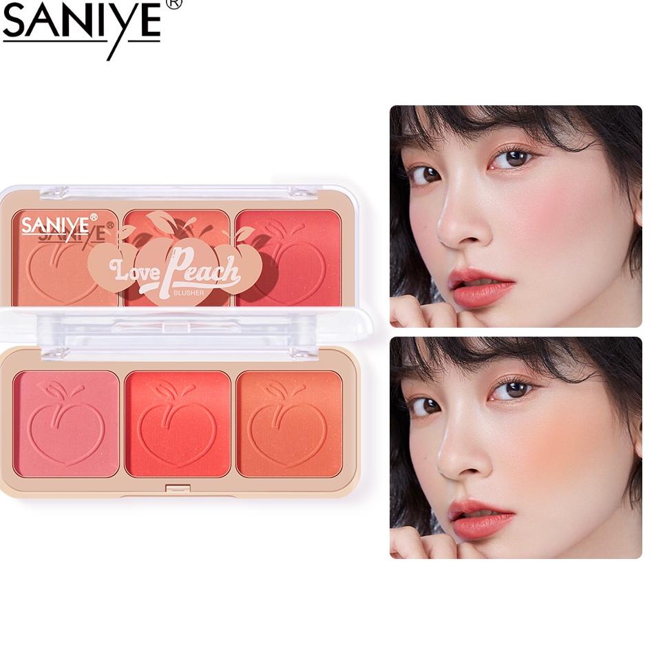 ㆅ Saniye 3 Warna Original Palet Blush On Kosmetik/Makeup 2 Warna Peach Matte eyeshadow E0334 TERLARI