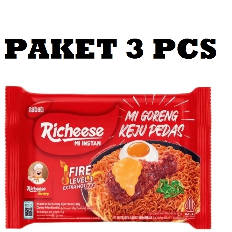 [Hanya Tersedia Saat Live] Mie Richeese Goreng LEVEL 3 Paket Isi 3 pcs