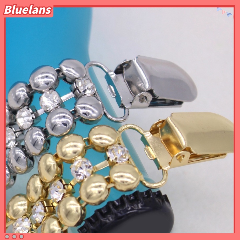 Bluelans Klip Rantai Berlian Imitasi Tanpa Kancing Untuk Dekorasi Sweater Kardigan Kemeja Wanita