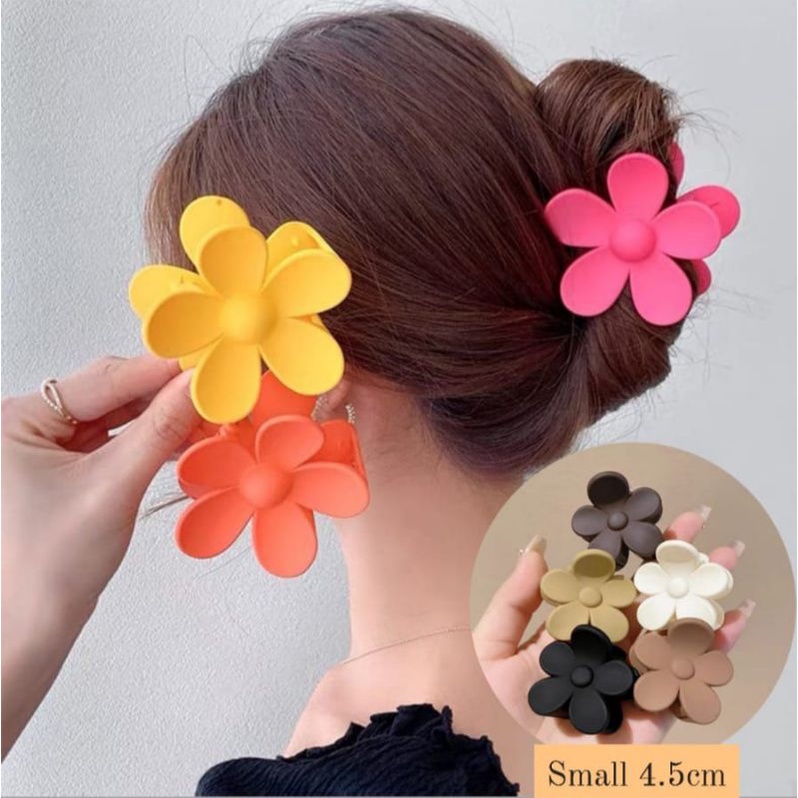 Jedai Doff Jumbo Bunga Daisy 7.5cm Jepit Rambut Matte JUMBO Cakar 4 Motif Bunga / Jepit Ponytail Korea Hair Style