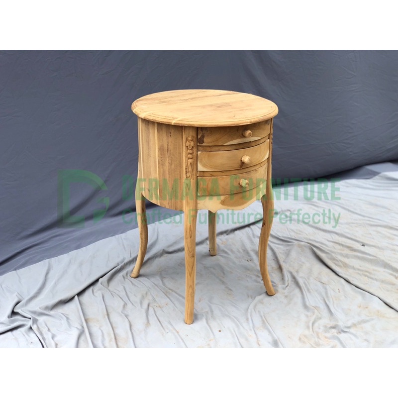 NAKAS CEMPOLONG POLOS BULAT BESAR LACI KAYU JATI NAKAS DEKORASI PELAMINAN