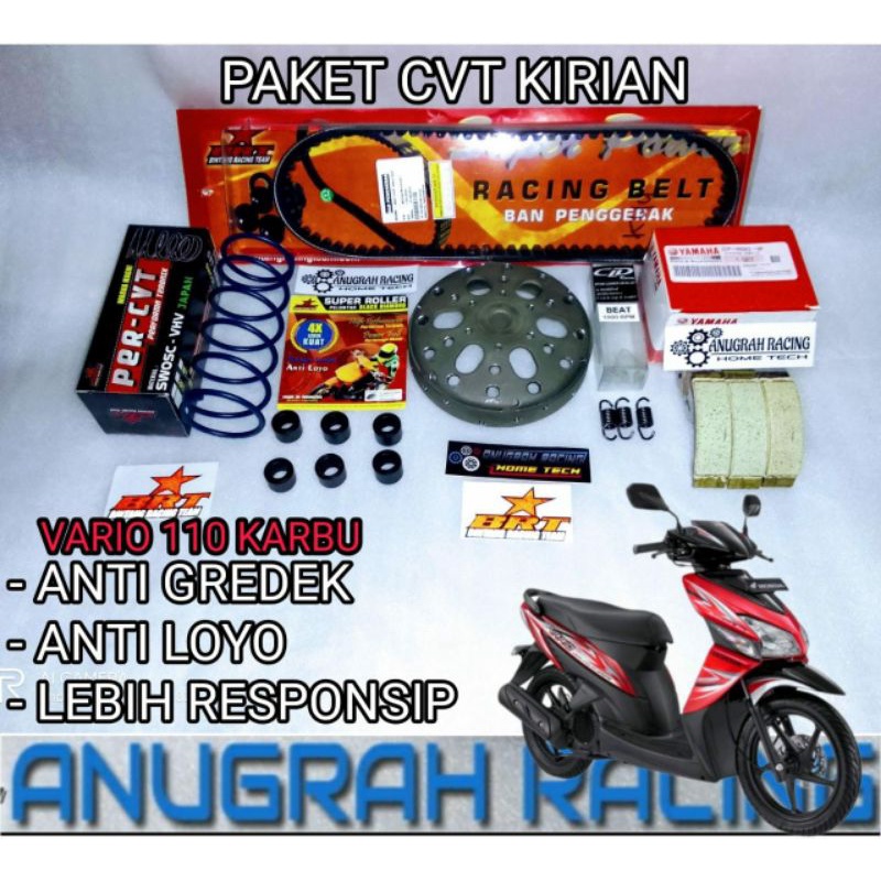 PAKET UPGRADE CVT KIRIAN ANTI GREDEK ANTI LOYO LEBIH RESPONSIP PNP VARIO 110 KARBU CBS TECHNO LAMA C