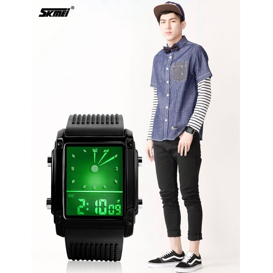 Jam Tangan LED Digital unik dan Keren Dual Time