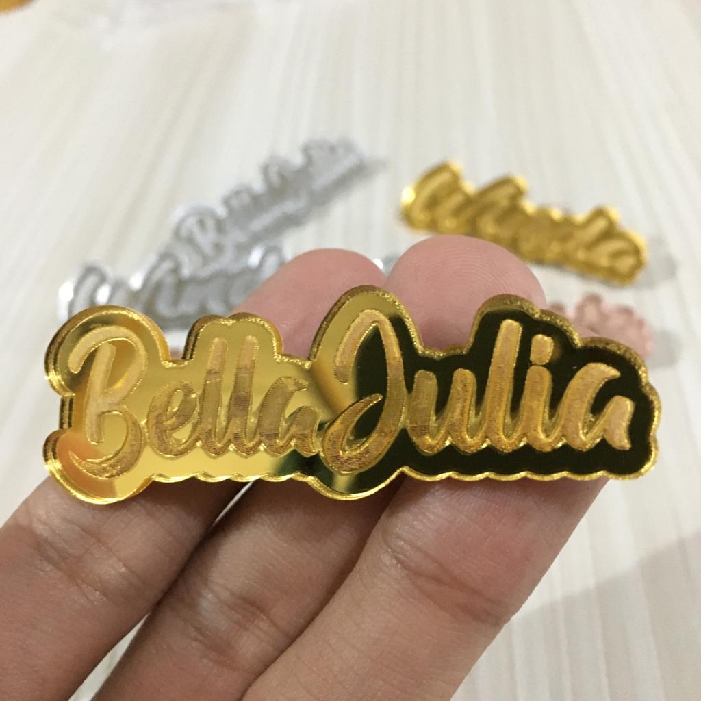 Bros nama custom bros akrilik grafir bros huruf bros huruf inisial bros jilbab huruf bros hijab huruf nama tag nama pin