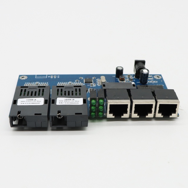 PCB Media Converter 2FO 3LAN 100 Mbps  2 PORT FO 3 PORT LAN board only