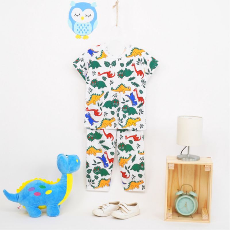 setelan anak anak/baju tidur anak motif dinosaurus luci