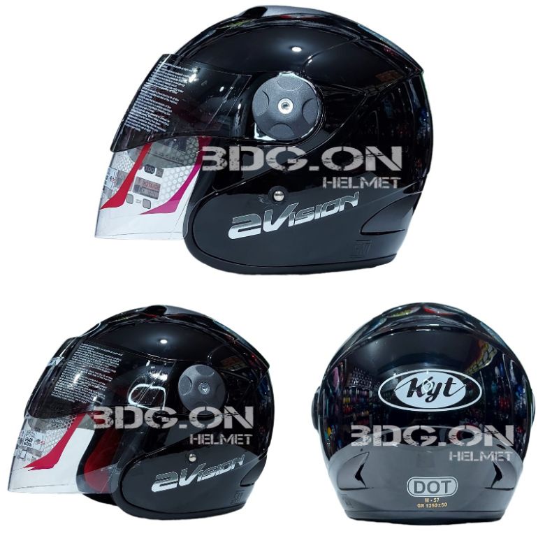 HELM KYT 2 VISION SOLID HITAM GLOSS ORIGINAL SNI DOT
