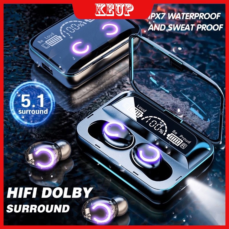 Headphone Nirkabel Bluetooth 5.1 TWS 9D Kualitas Suara Stereo HiFi Dengan Mikrofon