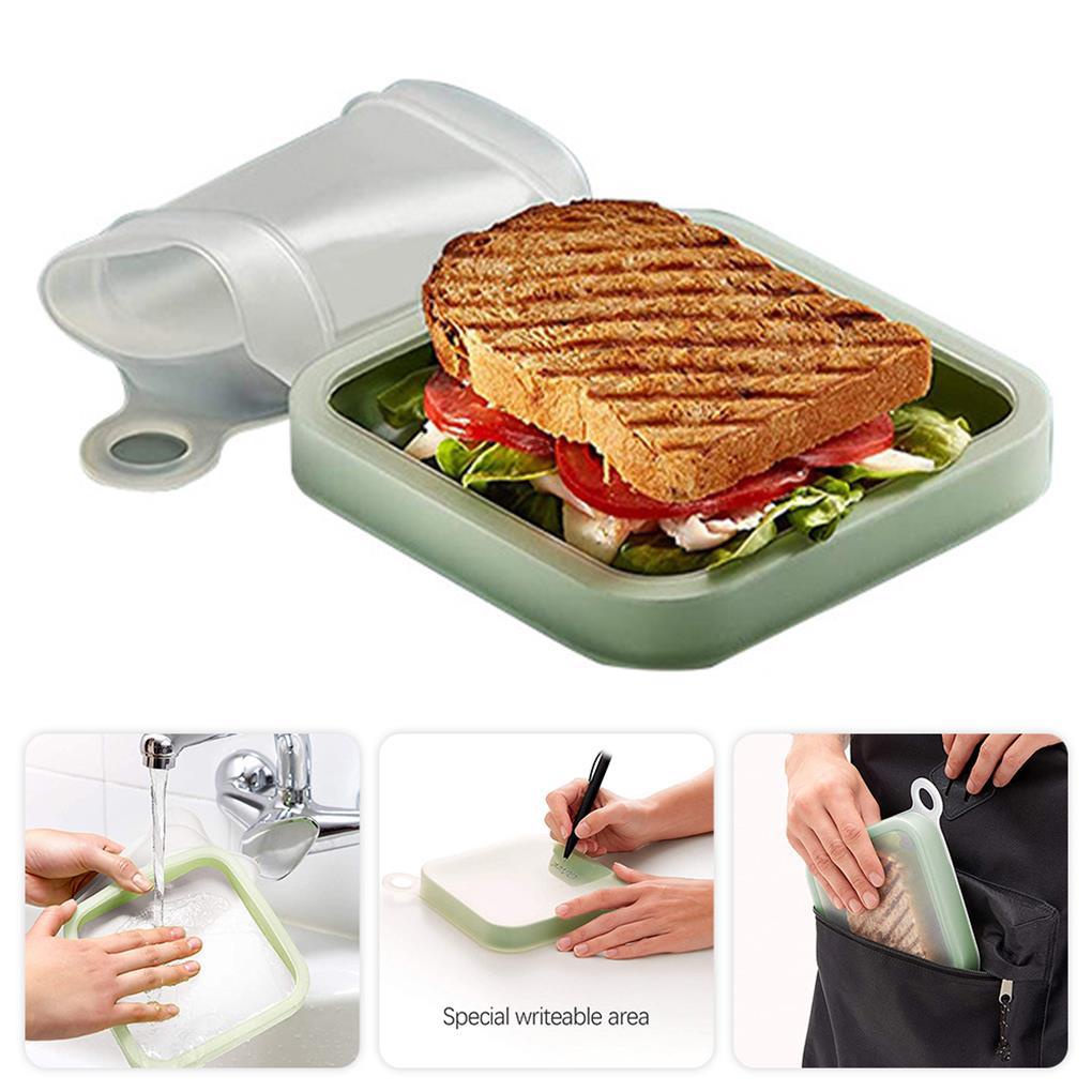 Kotak Makan Kotak Kontainer Sandwich Portable Compact Sandwich Case Storage Food Container Silicone Reusable Untuk Anak Dewasa