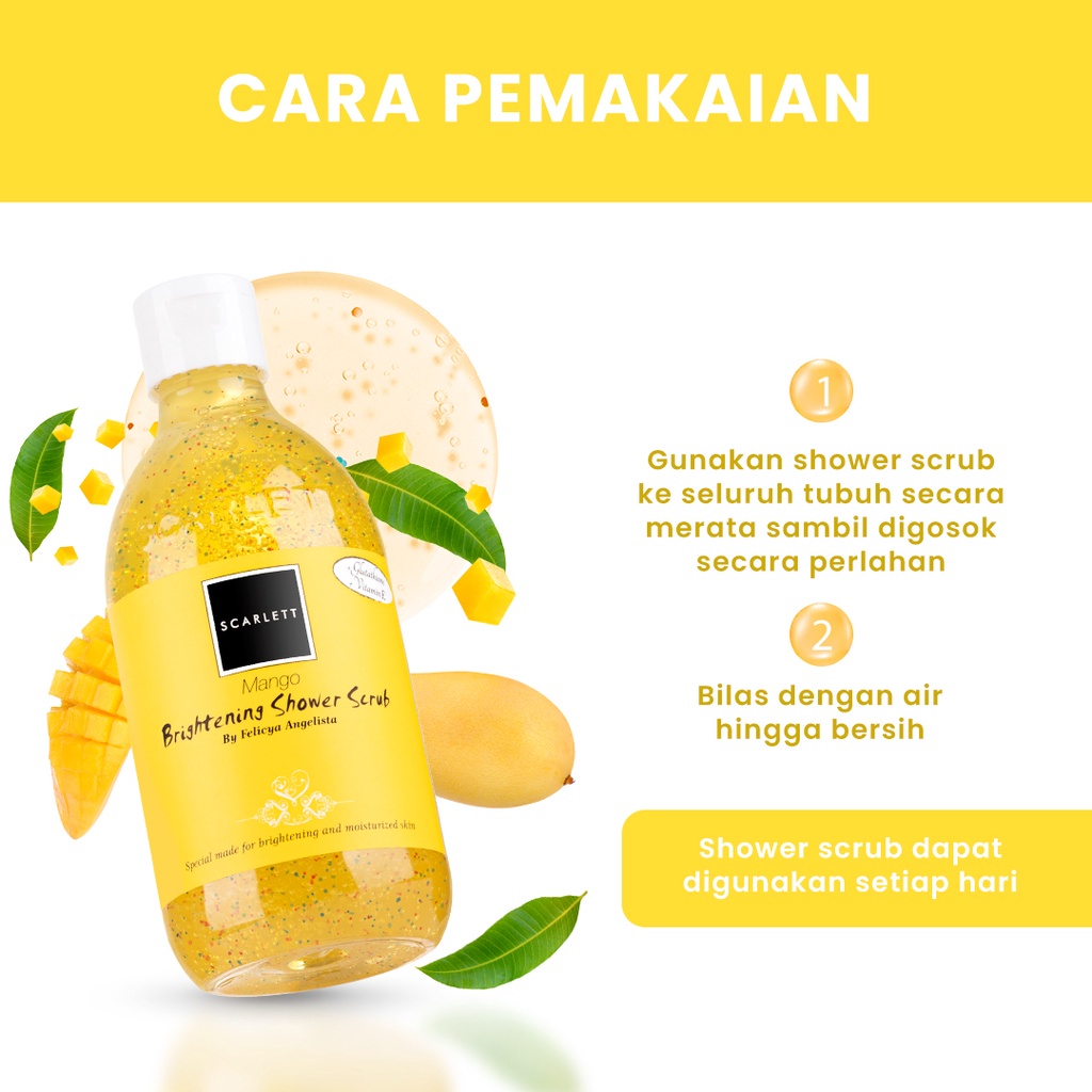 BISA COD Rumah Cantik Scarlett Whitening Shower Scrub Mango