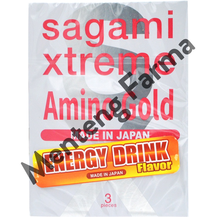 Kondom Sagami Xtreme Amino Gold Isi 3 - Aroma Energy Drink Flavor