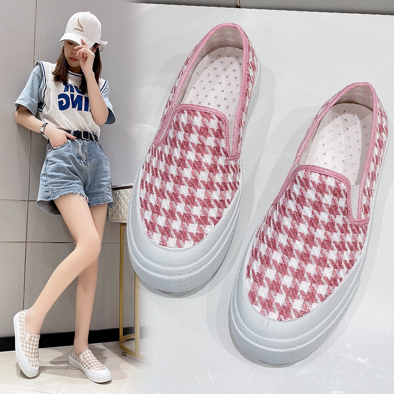 𝐄𝐁𝐒 ✅ SEP017 (Tanpa Kotak) Sepatu Sneakers Wanita Motif Kotak Kotak Warna Cute Sporty Model Korea Fashion Casual Sport Olahraga Import SEP017