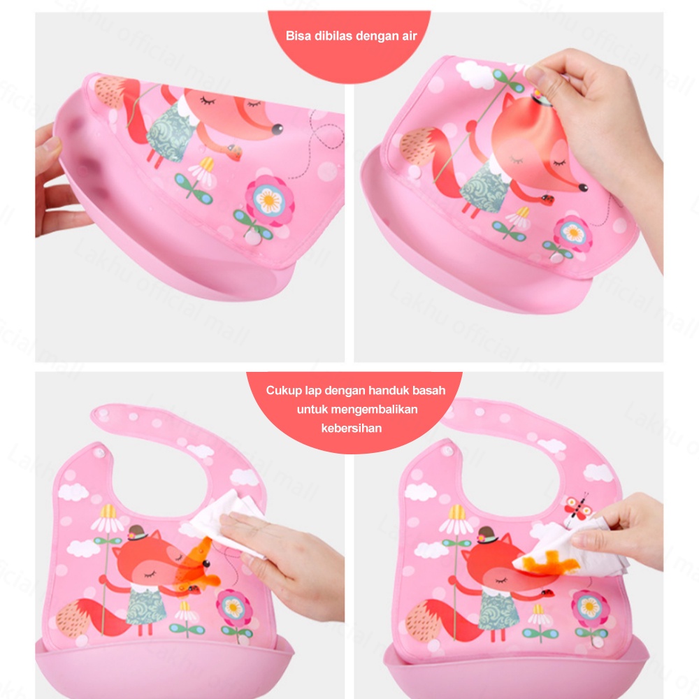 Lakhu slabber silikon bayi celemek makan bayi anti air/slaber bib bayi