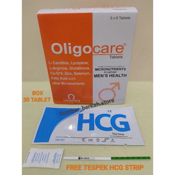 OLIGOCARE BOX 30 Hari FREE TESPEK HCG ONETEST / STRIP ISI 6 TABLET PROMIL KUALITAS SPERMA SUAMI VITAMIN PRIA DEWASA Program Hamil Pasutri