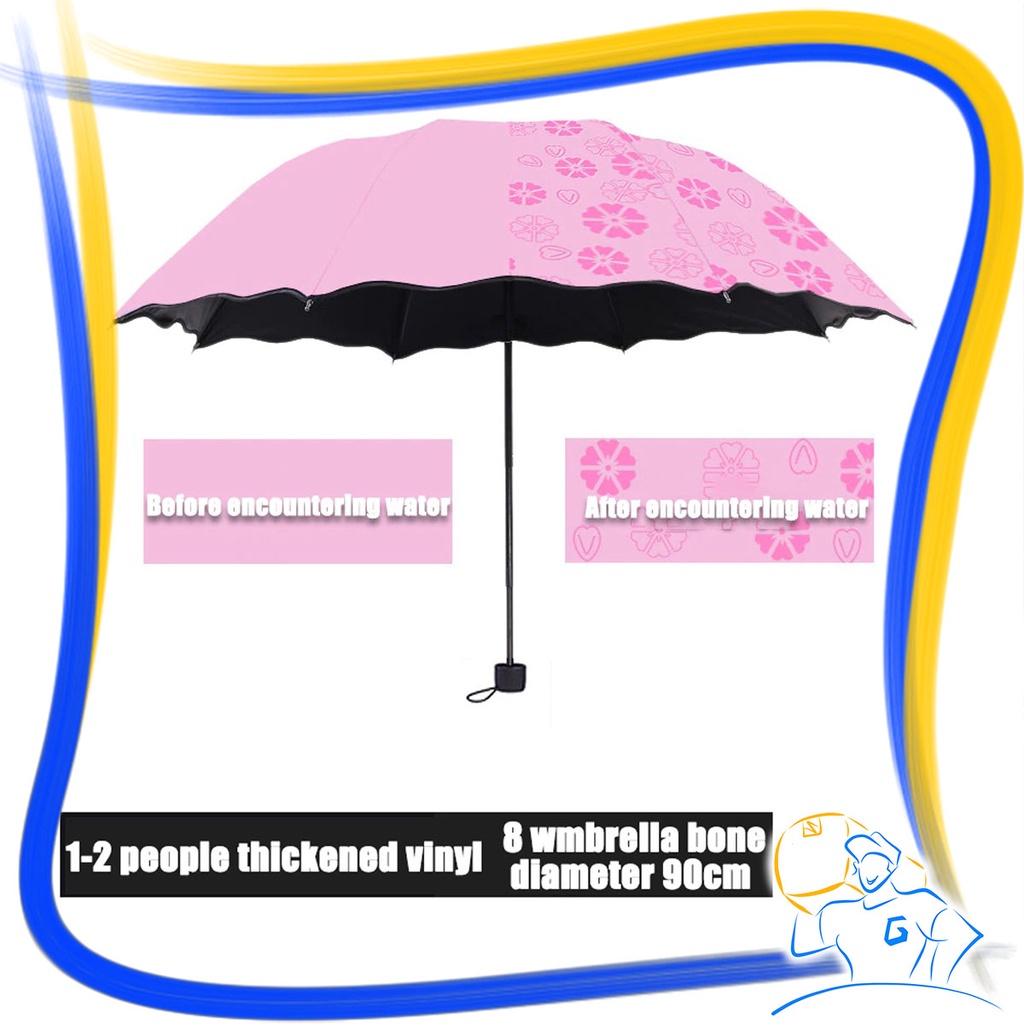 Payung Lipat Ajaib Keluar Motif Bila Kena Air 3D Magic Umbrella Hujan