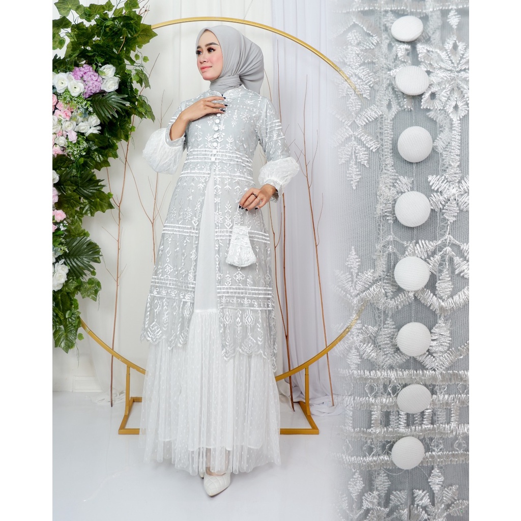 Permata Olshop / Kebaya Gamis Nauma JN / Kebaya Modern / Gamis Kondangan / Gamis Pesta Mewah