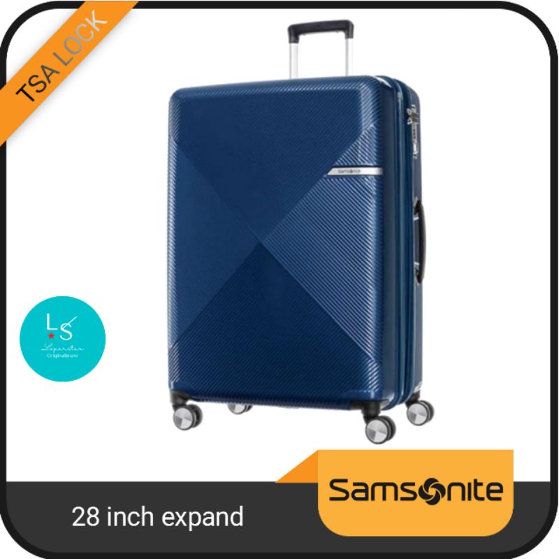 koper 28 inch Samsonite volant spinner TSA bagasi size blue