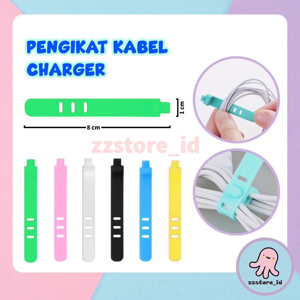 Pengikat Kabel Silikon Tie Strap Wrap Perapih Kabel Charger Headset