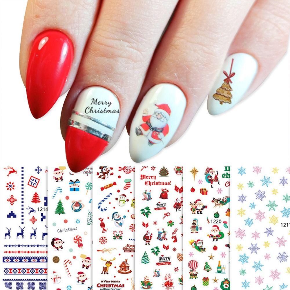 Mxbeauty Natal Nail Art Stiker DIY Desain Kuku Kartun Salon Kuku Santa Claus Xmas Pohon Manicuring Foils