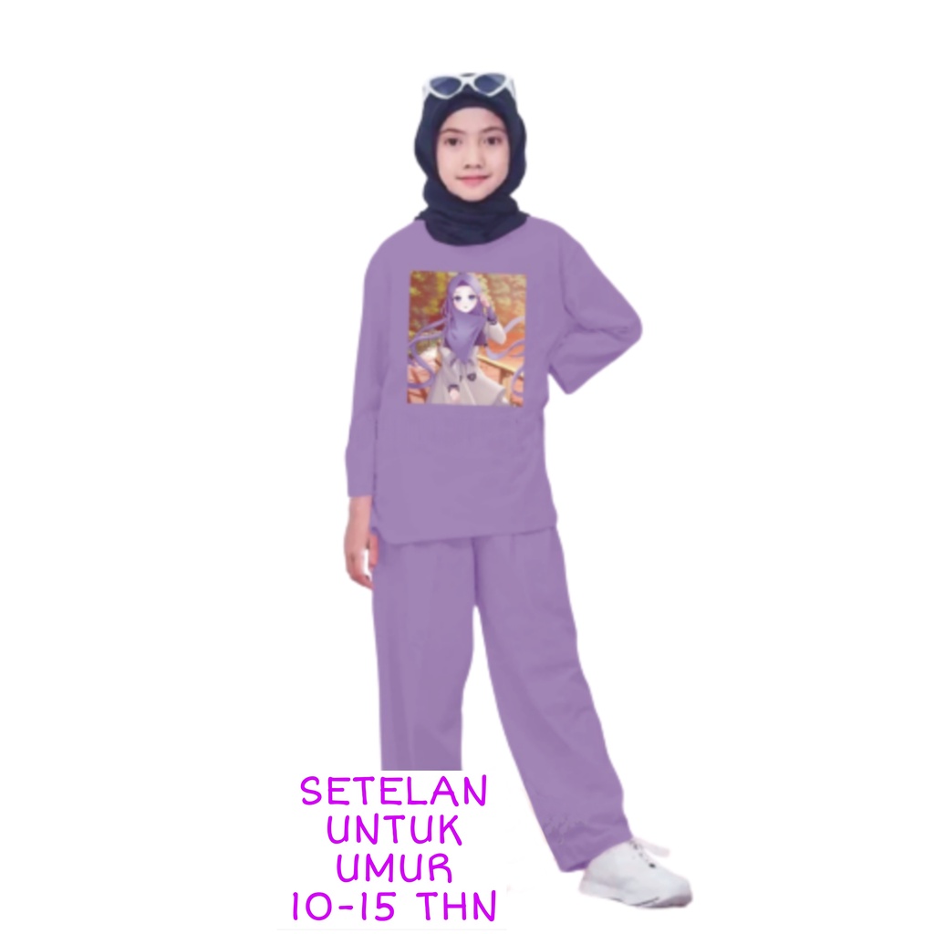 Setelan Anak Perempuan Remaja Bahan Kaos Babyterry Kaos Lengan panjang dan Celana panjang Oversixze XXL 10 11 12 13 14 15 Tahun . One Set Anak Perempuan Terbaru 2023 Viral Stelan Remaja Kekinian Setelan Baju Anak Tanggung K5