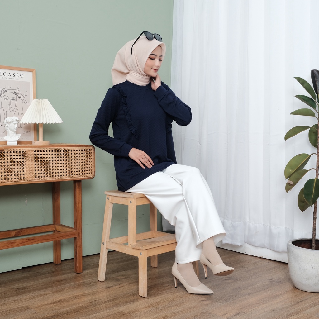 Derya Blouse  - Blouse Kaos Wanita Jacquard By Azhania