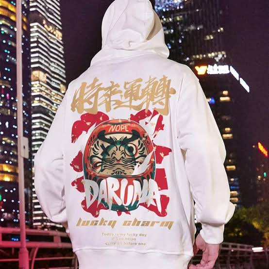 Sweater Hoodie DARUMA LUCKY CHARM Jumper Bahan FLeece Tebal Ukuran S M L XL XXL XXXL