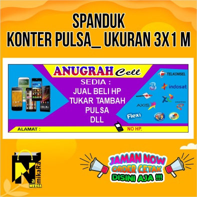 Spanduk banner backdrop Konter Pulsa dan kuota murah bisa custom / Banner Konter Pulsa dan kuota ker