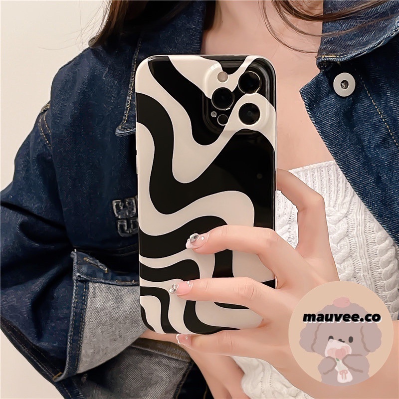 [READY] CASE IPHONE AESTHETIC BLACK WHITE SWIRL SOFT CASE IPHONE 13 PRO MAX 13 PRO 13 12 PRO MAX 12 