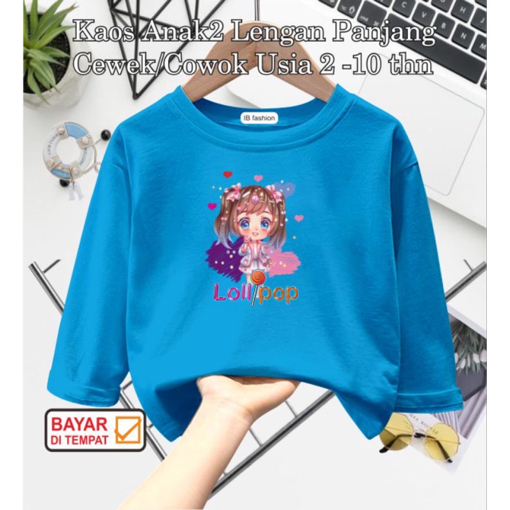 ((IB))KAOS ANAK PEREMPUAN PANJANG/CEWEK LOLYPOP DIGITAL SABLON