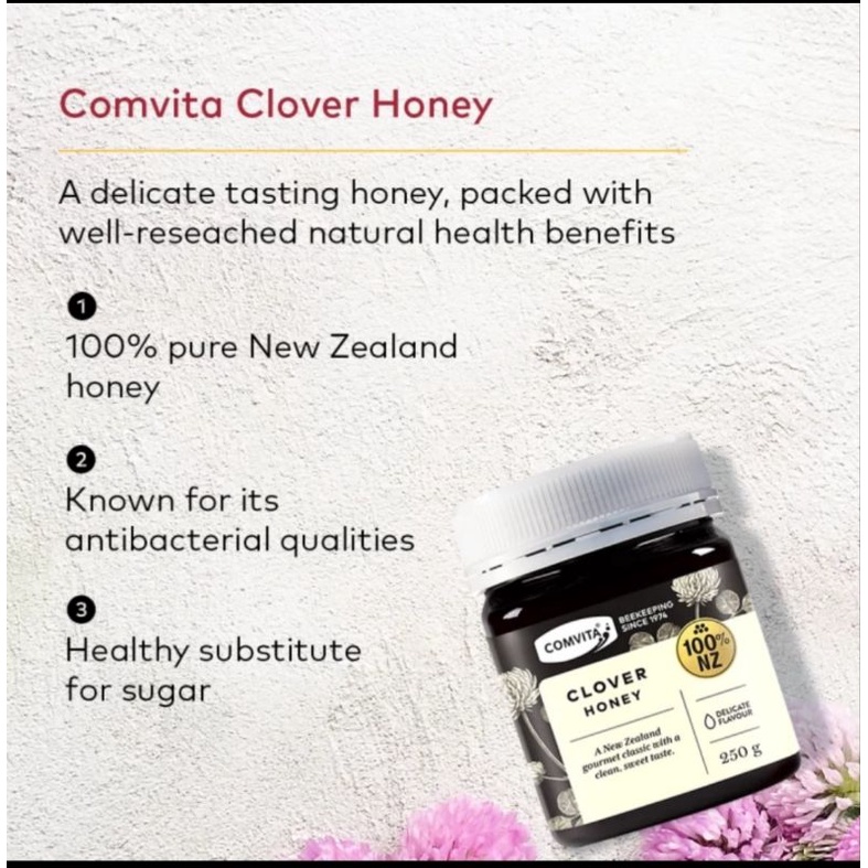 

Comvita Clover Honey 250g gr Madu Murni Alami Asli New Zealand manuka